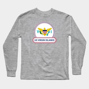 US Virgin Islands Country Badge - US Virgin Islands Flag Long Sleeve T-Shirt